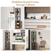 6-Tier Corner Bookcase Wooden Display Storage Cabinet with Adjustable Shelf