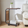 C Shaped Side Table with Wheels for Living Room Mobile Sofa Side End Tables
