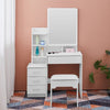 White Dressing Table&Stool Set Makeup Desk Vanity Table Drawers Mirror Dresser