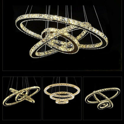 Platinum LED Crystal Ring Pendant Light Chandelier Lamp Ceiling Fixture DIY Lamp