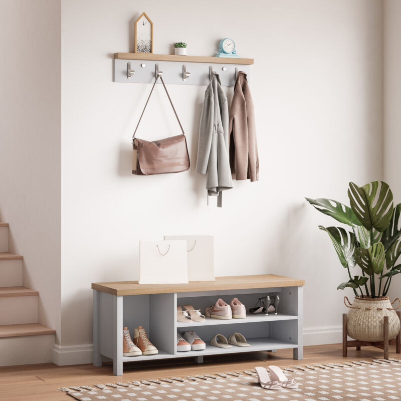 Hallway Furniture Set Shoe Bench Storage Cabinet Coat Rack with