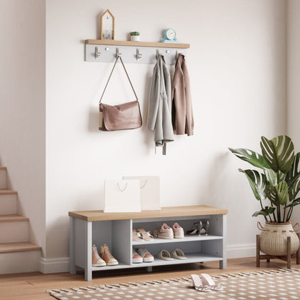 Hallway Furniture Set Shoe Bench Storage Cabinet Coat Rack with 5 Hooks Entryway