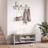 Hallway Furniture Set Shoe Bench Storage Cabinet Coat Rack with 5 Hooks Entryway
