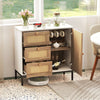 Rattan Buffet Cabinet Storage Sideboard Bar Accent Cabinet 1 Door and 3 Drawers