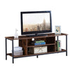 Brown Wooden TV Cabinet Metal Leg with Compartment Shelf Unit Industrial Style