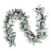 Flexible 270cm (9ft) Christmas Garland with lighting Snow Tips Berries & Cones