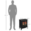 Freestanding Electric Fireplace Stove Heater with LED Fire Flame Effect Black