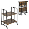 2-Tier Folding Rolling Cart Industrial Kitchen Serving Island on Wheels Foldable