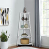 White Wood 5 Tier Ladder Corner Shelving Display Storage Unit Bathroom Bedroom