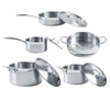 5 Piece Saucepan Pot Steamer Pan Set Cookware Pan Stainless Steel Cooking