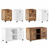 Wood File Cabinet Office Cabinet Drawers Wheels Keys Industrial White Brown