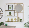 Gold Wall Unit & Mirror Bathroom Bedroom Storage Shelving Large Metal Home Decor