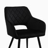 2Pcs Dining Chair Velvet Chair Diamond Seat with Metal Leg Dining Room Black