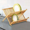2 Tier Folding Dish Drainer Rack Storage Plate Holder Kitchen Sink Stand Wooden
