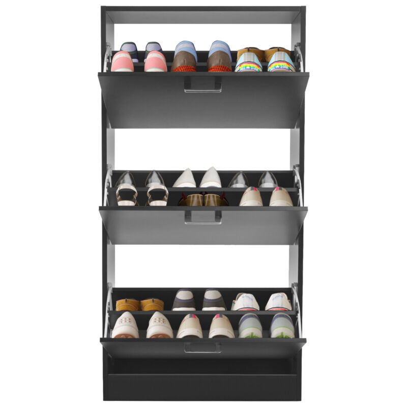 3 Drawer Shoe Cabinet Storage Cupboard Unit Shoe Rack Wooden Stand Org ...
