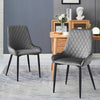2x Ergonomic Grey Velvet Soft Padded Dining Chairs Set Metal legs Home Chair