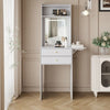 Vanity Dressing Table with Foldable Side Panel LED Light Mirror Shelves White