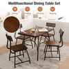 5 Piece Dining Table Set Rectangular Kitchen Table & 4 Chairs for 4 Person Brown