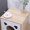 NICEME Wooden Bedside Table with Cat Cave Cat House Bedside Cabinet Nightstand
