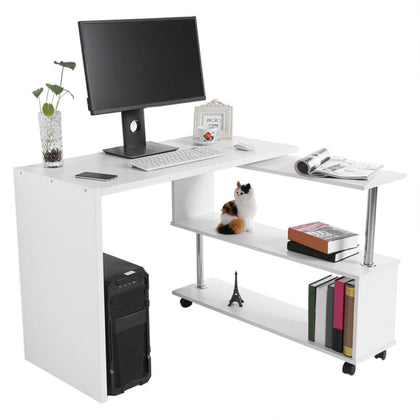 Corner L-Shaped Computer Desk PC Laptop Table Workstation Home Office w/ Shelves