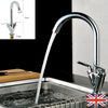 Kitchen Tap Monobloc Round Sink Mixer Twin Lever Handle Chrome Modern Taps