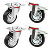 4x Heavy Duty 75mm Rubber Swivel Castor Wheels Trolley Furnitures Caster Black