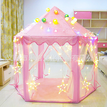 Kid Teepee Play Tent Princess Castle Children House In/Outdoor w/Light String