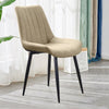 2 Pcs Cream Dining Chair Faux Leather Padded Seat Metal Legs Chair Dining Room