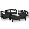 8 Piece Garden Set Black Solid Pinewood S0F9