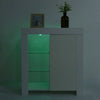 White Sideboard Buffet with LED lights 3-Tier Tableware Storage Cupboard