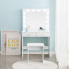 Modern White Dressing Table Makeup Desk With LED Mirror Stool 2 Drawers Bedroom