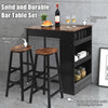 3PCS Bar Table & 2 Chairs Industrial Kitchen Dining Table Set with Side Storage