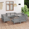 8 Piece Garden Set Grey Solid Pinewood Y2V5