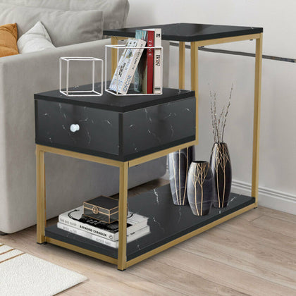 Nordic Side End Coffee Table Lamp Stand Wooden Top Metal Frame Bedside Stand