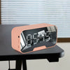 Digital Electronic Mirror Alarm Clock LED Night Light Bedside Wall Dual USB