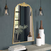 Arch Mirror Wall Mounted Vanity Makeup Bathroom Metal Frame Floral Decor Mirror