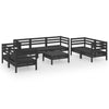 8 Piece Garden Set Black Solid Pinewood J9K8