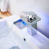 LED RGB Bathroom Sink Mono Mixer Taps Waterfall Basin Faucet Brass Temperatu