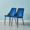 2* Blue Velvet Dining Chairs Kitchen Dining room Padded High Back Metal Legs