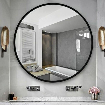 Round Bathroom Mirror Shatterproof Wall Mounted Mirror Aluminum Alloy Blackboard