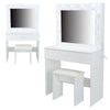 White Modern Dressing Table with LED Lights Mirror Vanity Make up Desk Stool Set