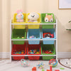Children Bookshelf Kids Sling Book Rack with Storage Bins Toys Organizer White