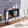 Grey Marble Pattern 2 Doors Storage Cabinet Sideboard Table Cupboard Living Room