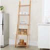 5-Tier Bamboo Ladder Shelf Space-saving Wall Mount Ladder Bookcase Display Rack