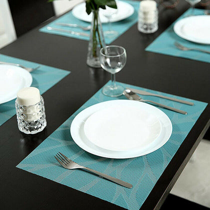 Set Of 6 Kitchen Place Mats Woven Dining Table Placemats Coaster Heat Insulation