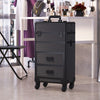 Black Makeup Trolley Case Beauty Trolley Case Vanity Case Box on Wheels w/Drawer