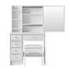White Dressing Table Wood Makeup Desk with Slide Mirror 5 Drawers Stool Bedroom