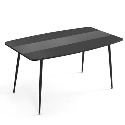 Dining Table Kitchen Table with Adjustable Pads Modern for 4-6 Persons Black