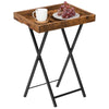 Side Table Folding TV Tray Tables w/ Removable Serving Tray Coffee Table