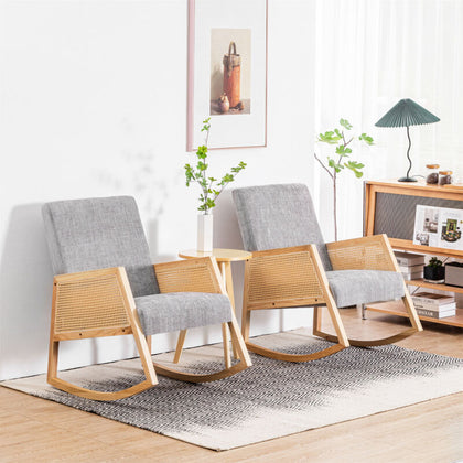 2pcs Relax Rocking Chair Lounge Chair Recliner Armchair Upholstered Chair BT